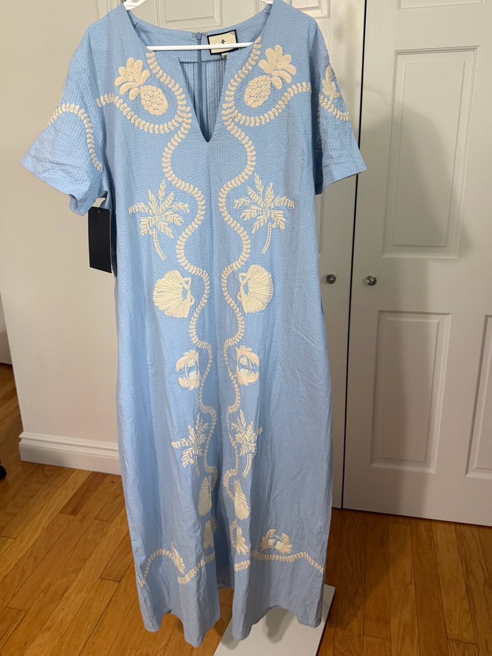 NWT TUCKERNUCK Blue Seersucker Embroidered James Dress Size XXL - Picture 6 of 10